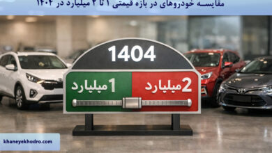 مقایسه خودروهای در بازه قیمتی 1 تا 2 میلیارد در 1404
